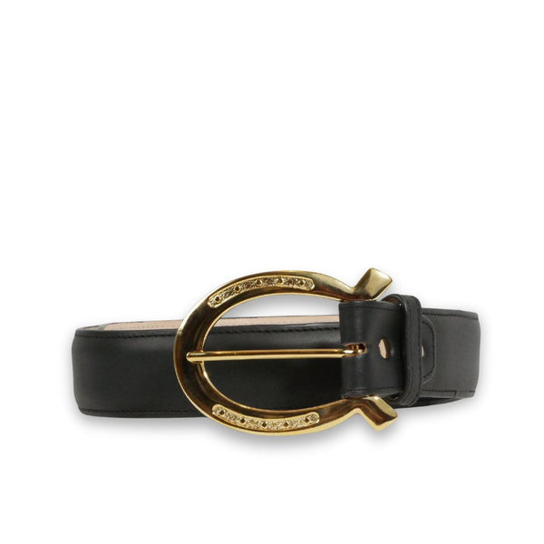 Ranch Black Belt Gold Buckle -Unisex