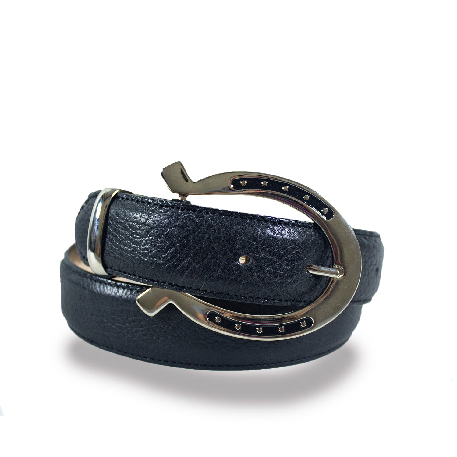 UNISEX Black Belt - Silver Buckle
