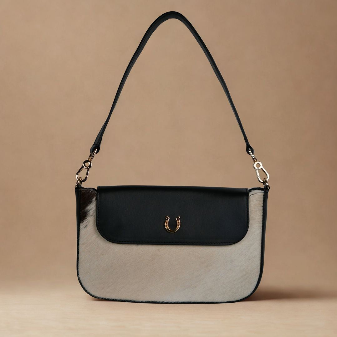 Adele Cowhair white Leather Shoulder Bag