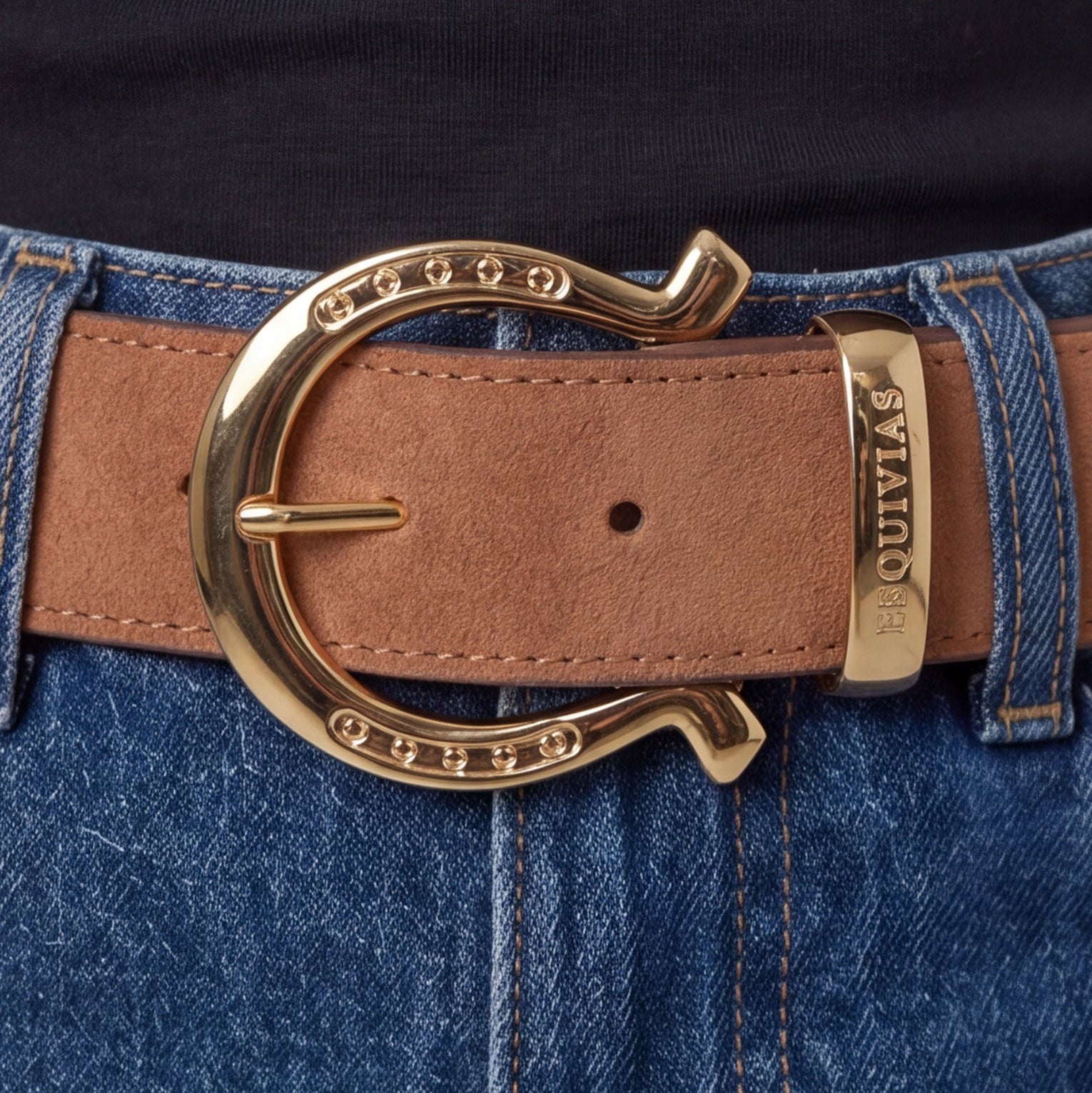 City Belt Genuine Suede Leather with Gold Buckle