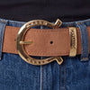 City Belt Genuine Suede Leather with Gold Buckle