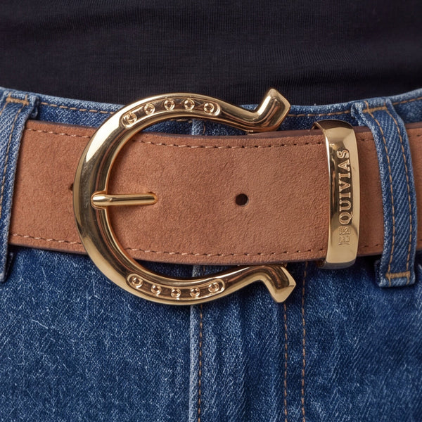 City Belt Genuine Suede Leather with Gold Buckle