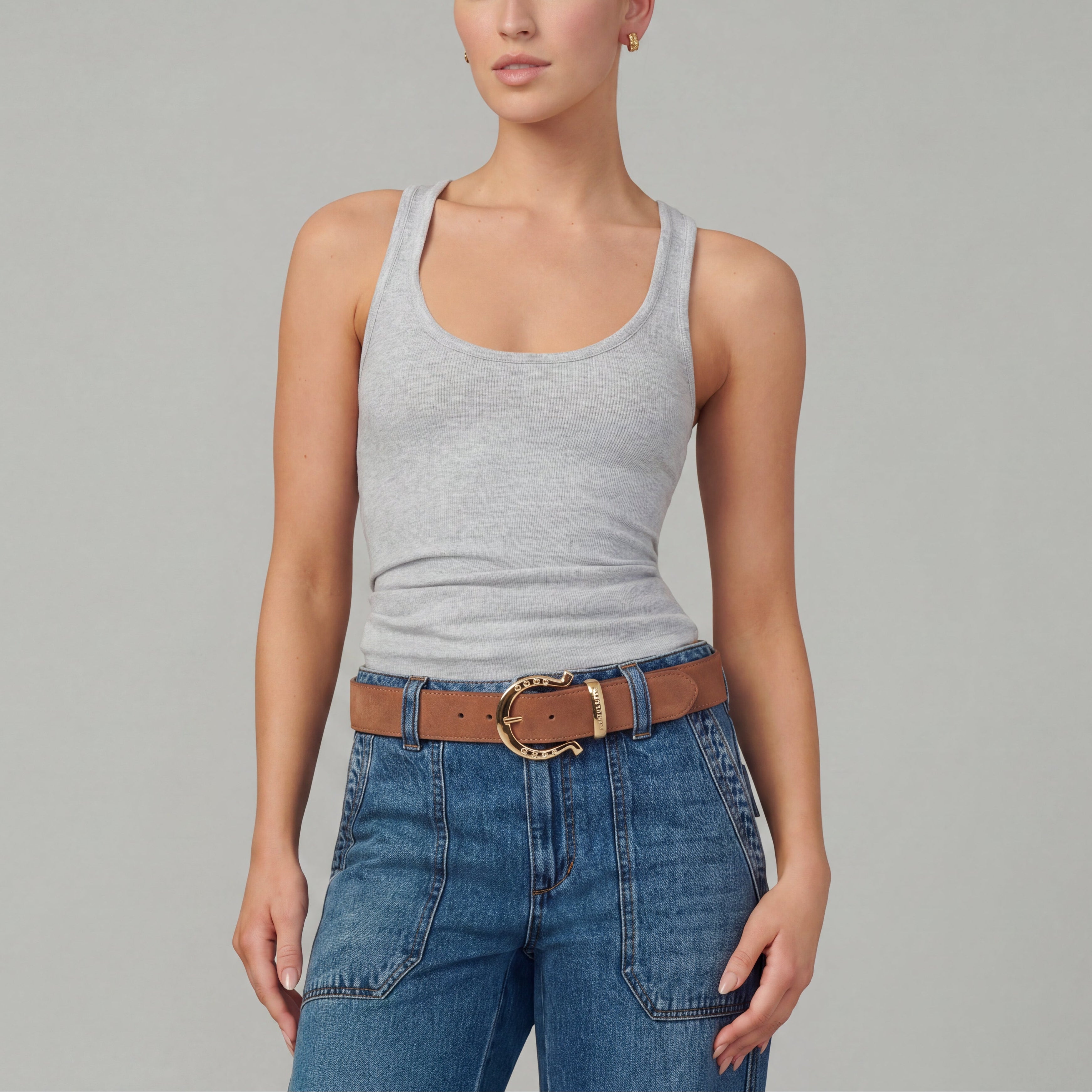 City Belt Genuine Suede Leather with Gold Buckle