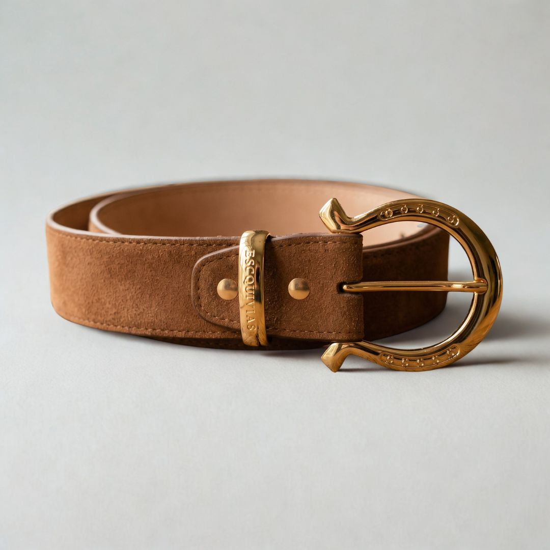 City Belt Genuine Suede Leather with Gold Buckle